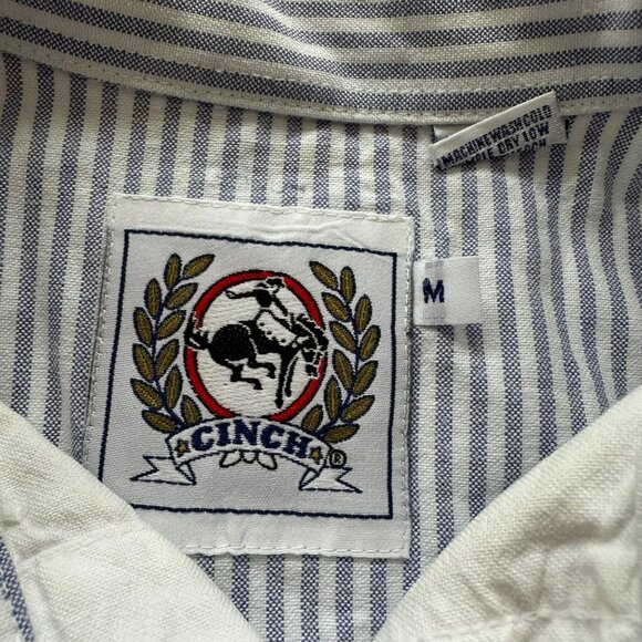 Cinch Men's Size Medium White Long Sleeve Button Up Shirt 100% Cotton - Picture 11 of 13